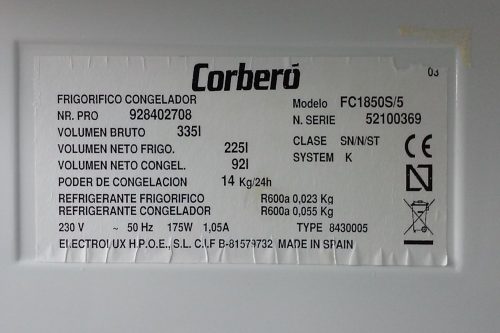Nevera CORBERÓ FC1850S