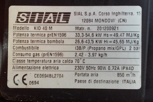 Aerocalefactor SIAL KID 40M - Imatge 2