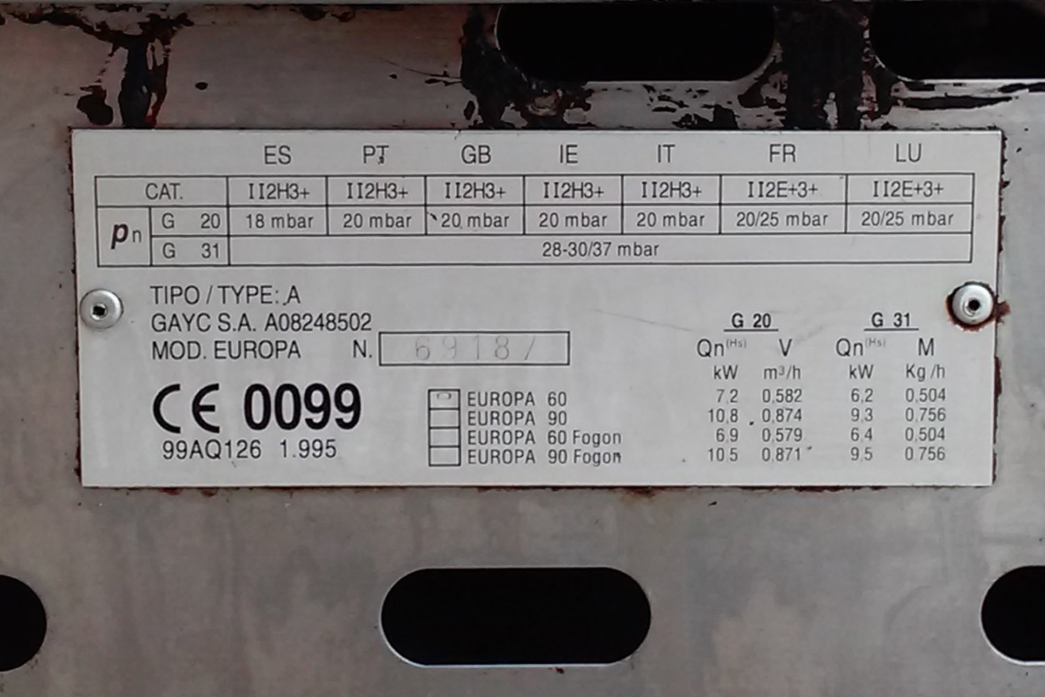 Planxa hosteleria GAYC europa de 60