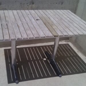 Taula terrassa alumini i fusta 120x80x70cm
