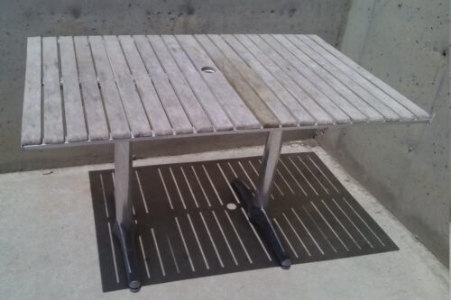 Taula terrassa alumini i fusta 120x80x70cm