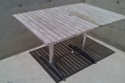 Taula terrassa alumini i fusta 120x80x70cm