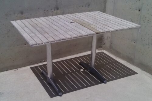 Taula terrassa alumini i fusta 120x80x70cm