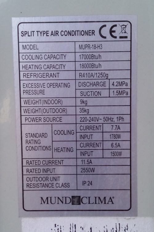 Aire condicionat inverter MUNDOCLIMA MUPR-18-H3