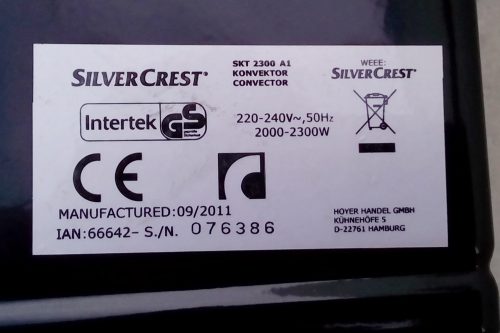 Calefactor de convección SILVERCREST 2300W de segunda mano en cabauoportunitats.com
