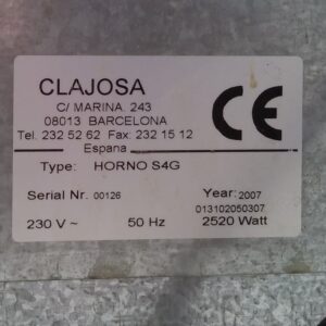 Forn de convecció CLAJOSA S4G de segona mà a cabauoportunitats.com