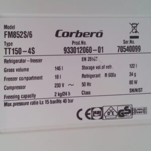 Frigorífico CORBERÓ de 86cm de altura en cabauoportunitats.com