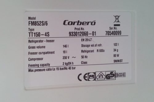 Frigorífico CORBERÓ de 86cm de altura en cabauoportunitats.com