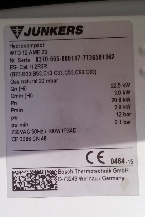 Calentador de agua JUNKERS HYDROCOMPACT WTD 12 AME 23 en cabauoportunitats.com