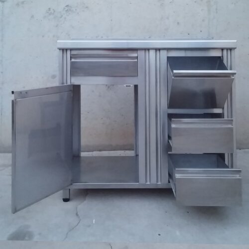 Mueble cafetero de acero inoxidable en cabauoportunitats.com