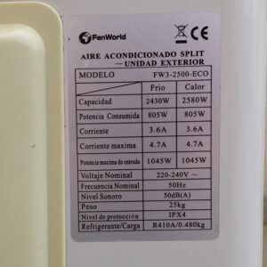Aire condicionat amb bomba de calor FANWORLD de segona mà a cabauoportunitats.com
