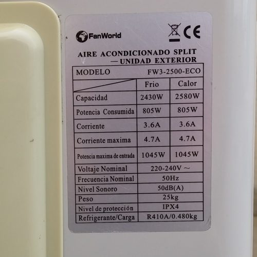 Aire condicionat amb bomba de calor FANWORLD de segona mà a cabauoportunitats.com