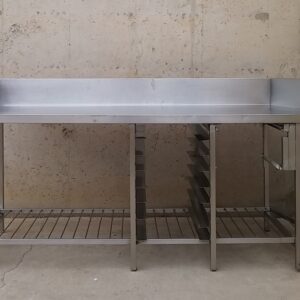 Taula d'acer inoxidable de 213cm d'ocasió a cabauoportunitats.com