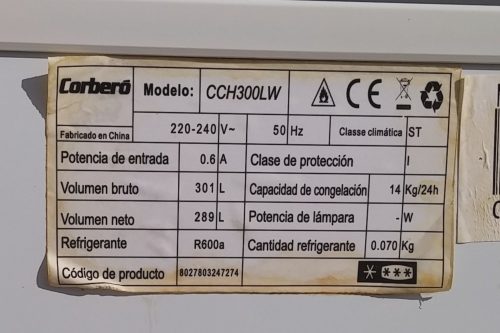 Congelador CORBERÓ CCH300LW 289 litros de ocasión en cabauoportunitats.com