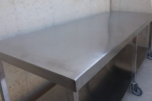 Mostrador acero inoxidable 350x75x87cm de ocasión en cabauoportunitats.com