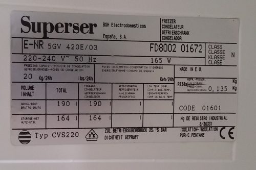 Congelador SUPERSER 135cm d'ocasió a cabauoportunitats.com
