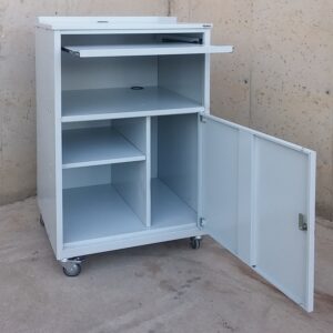 Escritorio metálico con ruedas para ordenador en cabauoportunitats.com