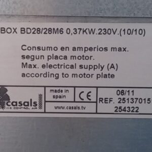 Ventilador centrífug de baixa pressió CASALS BOX BD 28/28 d'ocasió a cabauoportunitats.com