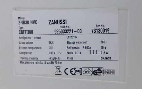 Frigorífico combi ZANUSSI 201cm de ocasión en cabauoportunitats.com