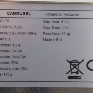 Venta de congelador arcón CARROUSEL 150cm de ocasión en cabauoportunitats.com