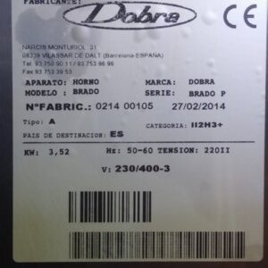 Horno convecció DOBRA BRADO P de ocasión en cabauoportuntitats.com