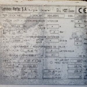 Aire condicionat industrial LENNOX KNCK 48 D d'ocasió a cabauoportunitats.com Balaguer - Lleida - Catalunya