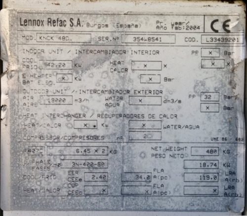Aire acondicionado industrial LENNOX KNCK 48 D de ocasión en cabauoportunitats.com