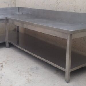 Taula d'acer inoxidable en L d'ocasió per a hostaleria a cabauoportunitats.com Balaguer - Lleida - Catalunya