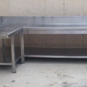 Taula d'acer inoxidable en L d'ocasió per a hostaleria a cabauoportunitats.com Balaguer - Lleida - Catalunya