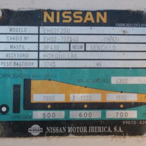 Carretilla elevadora NISSAN  1900kg de ocasión en cabauoportuntiats.com