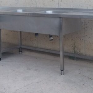 Fregadero de acero inoxidable 2 senos 285cm de ocasión en cabauoportunitats.com