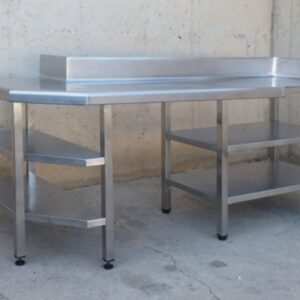 Mesa de trabajo de acero inoxidable 200cm de ocasión en cabauoportunitats.com