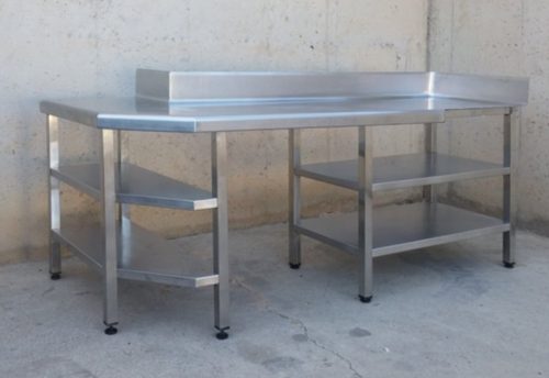 Mesa de trabajo de acero inoxidable 200cm de ocasión en cabauoportunitats.com