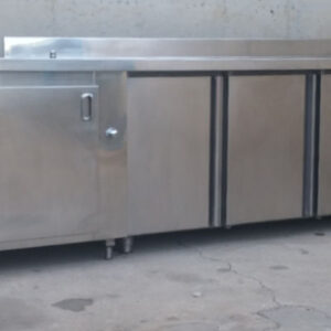 Taula inox 298cm d'ocasió amb sotamostrador i pica a cabauoportunitats.com Balaguer - Lleida - Catalunya