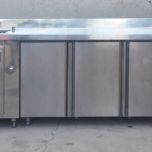 Taula inox 298cm d'ocasió amb sotamostrador i pica a cabauoportunitats.com Balaguer - Lleida - Catalunya