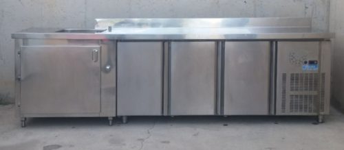 Taula inox 298cm d'ocasió amb sotamostrador i pica a cabauoportunitats.com Balaguer - Lleida - Catalunya