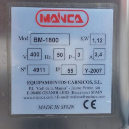 Serra de carnisseria MAINCA BM-1800 d'ocasió a cabauoportunitats.com Balaguer - Lleida - Catalunya