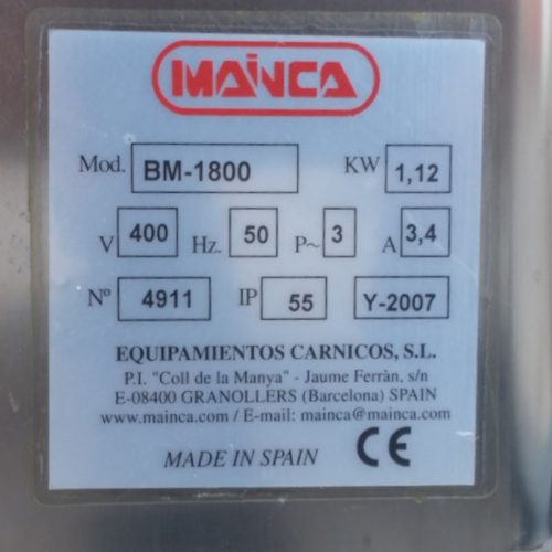 Serra de carnisseria MAINCA BM-1800 d'ocasió a cabauoportunitats.com Balaguer - Lleida - Catalunya