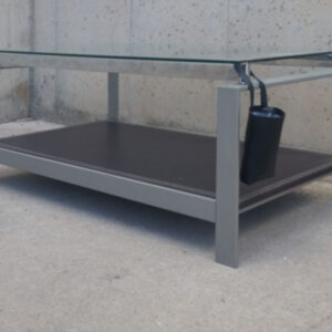 Taula de centre de vidre i cuir 100x60cm d'ocasió a cabauoportunitats.com Balaguer - Lleida - Catalunya