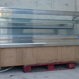 Mostrador vidre i inox 209cm d'ocasió a cabauoportunitats.com. Balaguer - Lleida - Catalunya