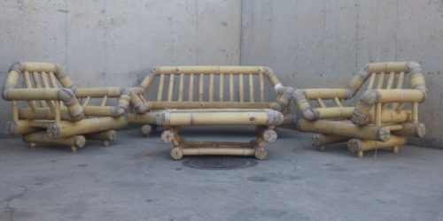 Sofá, sillones y mesa terraza bambú de ocasión en cabauoportunitats.com