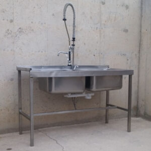 Fregadero inox 150cm 2 senos grandes dimensiones de ocasión en cabauoportunitats.com
