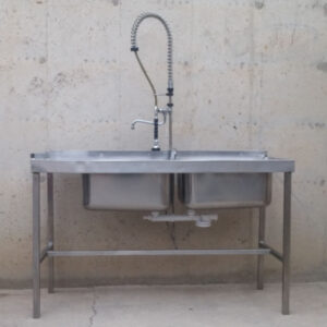 Fregadero inox 150cm 2 senos grandes dimensiones de ocasión en cabauoportunitats.com
