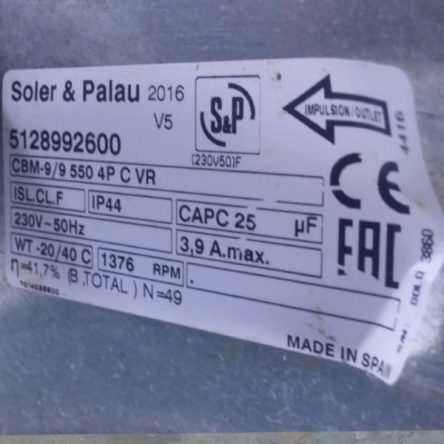 Campana extractora 300cm con motor S&P de ocasión en cabauoportunitats.com