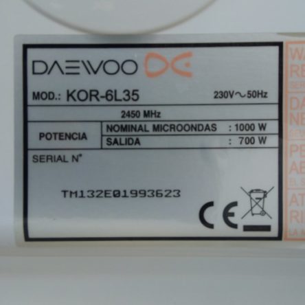 Microones DAEWOO KOR d'ocasió a cabauoportunitats.com Balaguer - Lleida - Catalunya