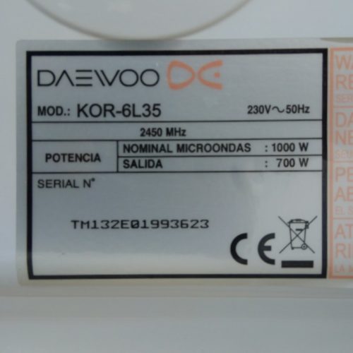 Microones DAEWOO KOR d'ocasió a cabauoportunitats.com Balaguer - Lleida - Catalunya