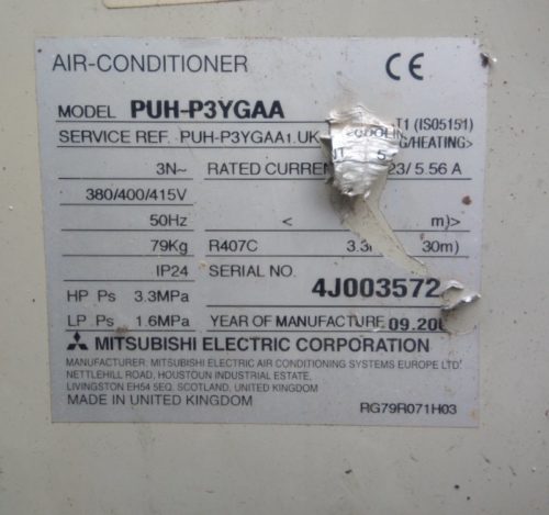 Aire acondicionado + bomba calor MITSUBISHI PUH-P3YGAA de ocasión en cabauoportunitats.com