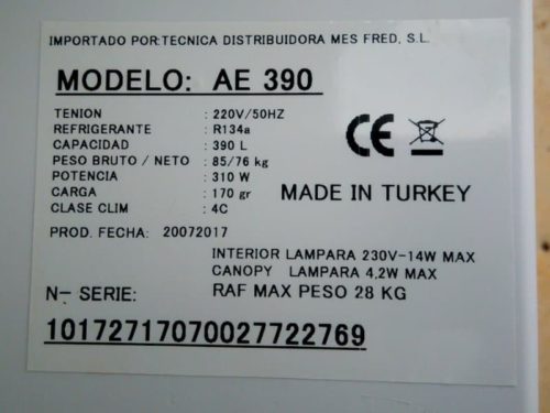Congelador expositor vertical 180cm de ocasión en cabauoportunitats.com
