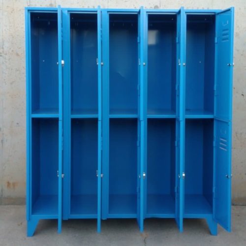 Módulo 10 taquillas azules 150x50x185cm de ocasión  en cabauoportunitats.com