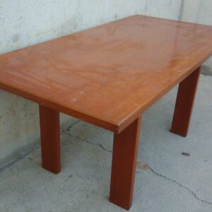 Mesa madera color miel 165x80cm de ocasión en cabauoportunitats.com